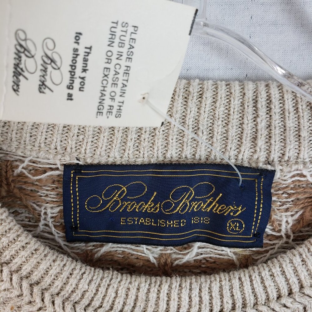 Vintage Brooks Brothers Plaid Dead Stock Cotton Linen Windowpane Sweater - Picture 5 of 12